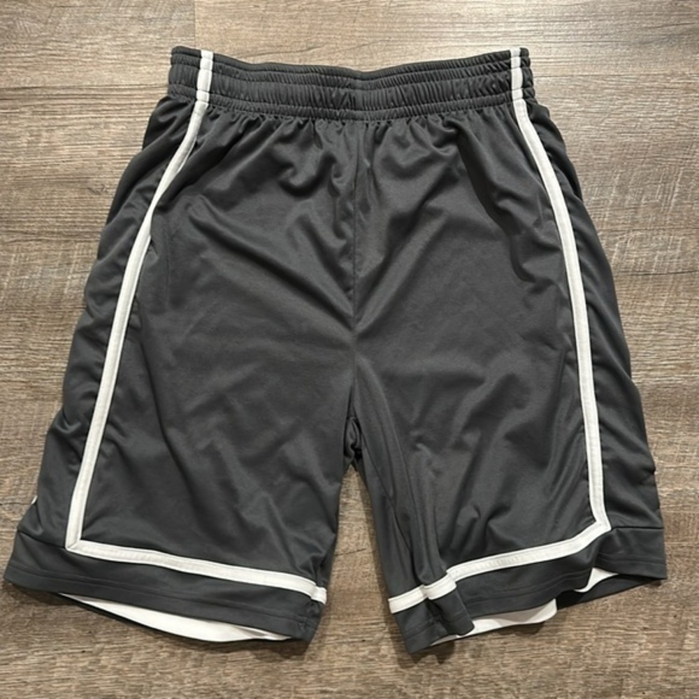 Badger kids reversible gray/white 2in 1  basketball athletic shorts size medium